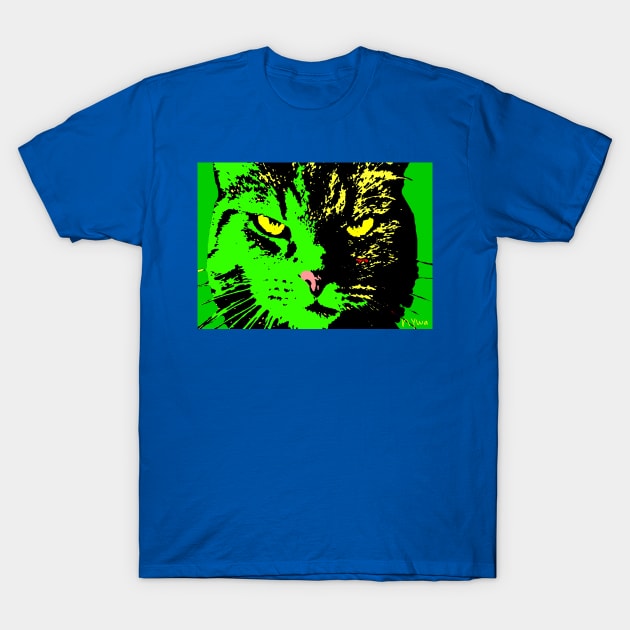 ANGRY CAT POP ART - GREEN YELLOW BLACK T-Shirt by NYWA-ART-PROJECT